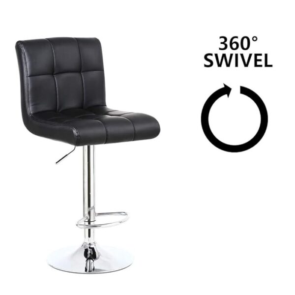 Homall Adjustable Leather Bar Stool with PU leather seat, chrome base, and adjustable height mechanism.