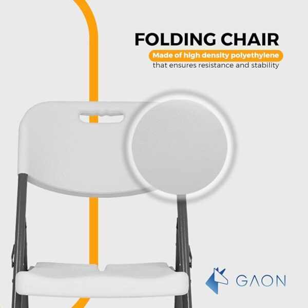 White Patio Foldable Stackable Chair with modern design and weather-resistant frame.