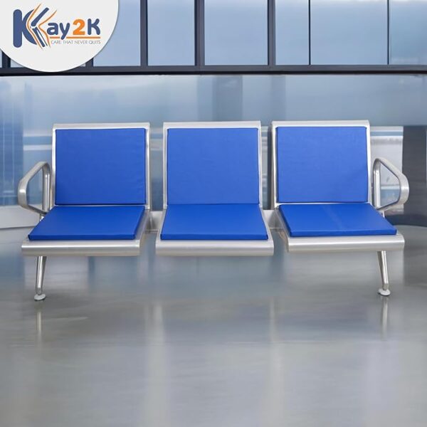 3-Seater Heavy Duty Reception Bench with padded seating and a sturdy metal frame, designed for high-traffic waiting areas.