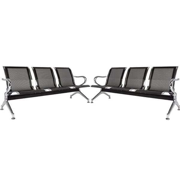 3-Seater Metallic Airport Reception Bench with durable steel frame and ergonomic cushions.