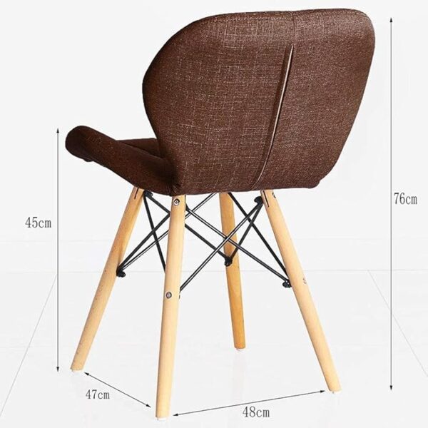 Stylish Eames Fabric Dining Chair with soft fabric upholstery and wooden legs, inspired by mid-century design.