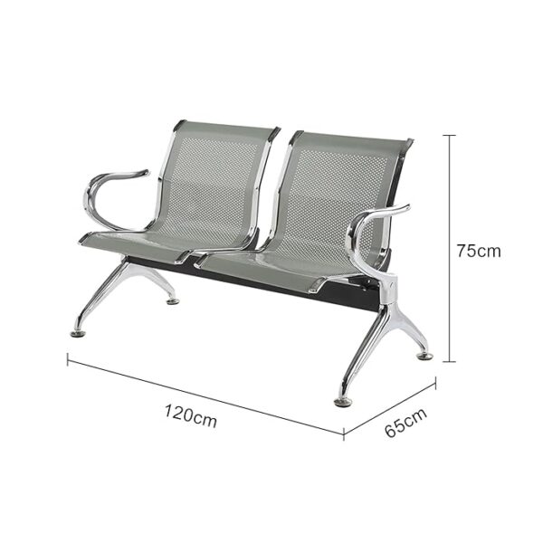 2-Seater Reception Guest Waiting Office Bench with cushioned seating and a sturdy frame, perfect for waiting rooms and office spaces.