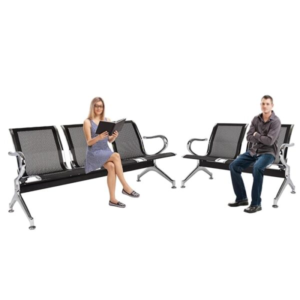 3-Seater Office Guest Reception Waiting Bench with three cushioned seats and a modern, minimalist design.