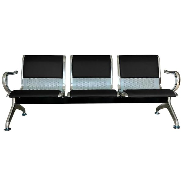 3-Link Padded Office Waiting Bench with durable frame and cushioned seats, designed for comfort and style in office or reception settings.