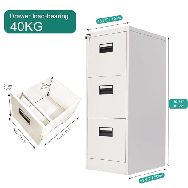 3-Drawer Steel Office Lockable Cabinet with secure locking drawers and sleek, modern design.