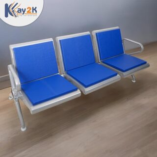 3-Seater Heavy Duty Reception Bench with padded seating and a sturdy metal frame, designed for high-traffic waiting areas.