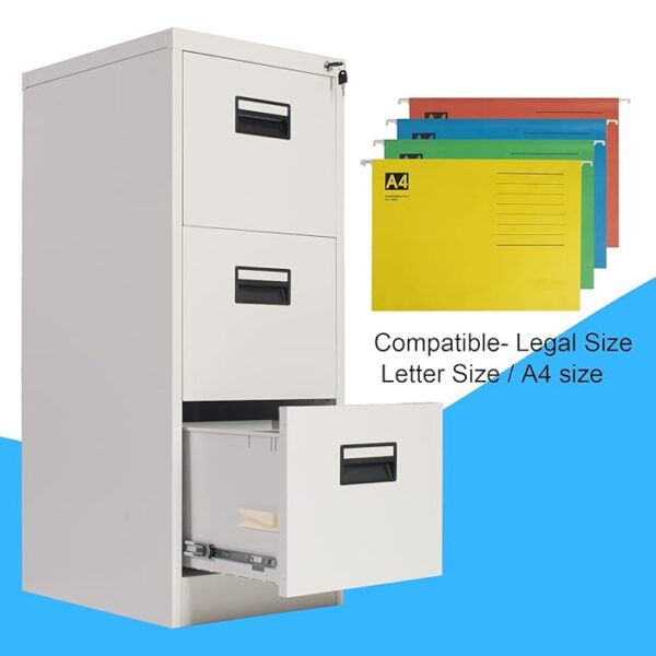 3-Drawer Steel Office Lockable Cabinet with secure locking drawers and sleek, modern design.