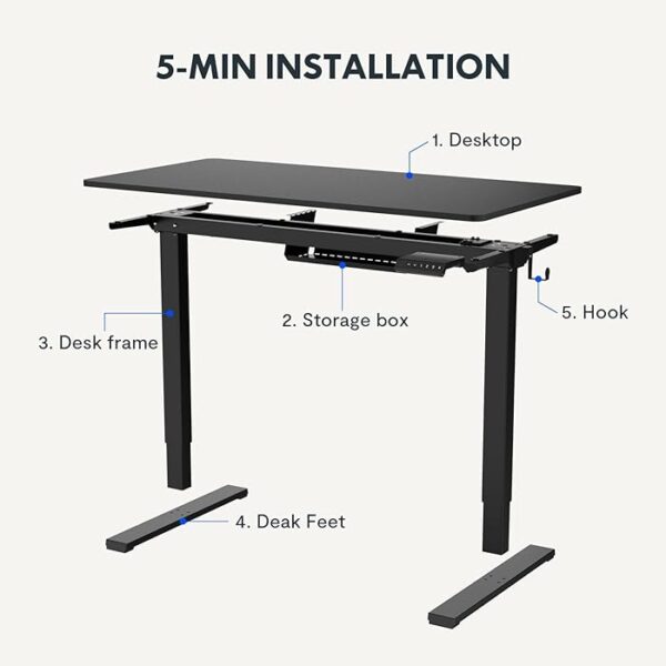 1400mm height adjustable standing desk with electric motor, modern design, and ample workspace for a productive home or office setup.