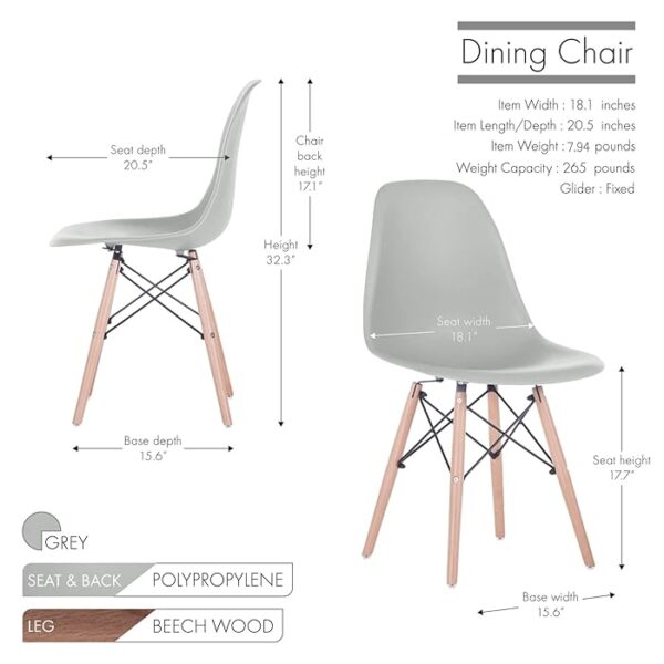 Eames Modern Plastic Dining Chair with molded plastic seat and wooden legs, set in a stylish dining room setting.