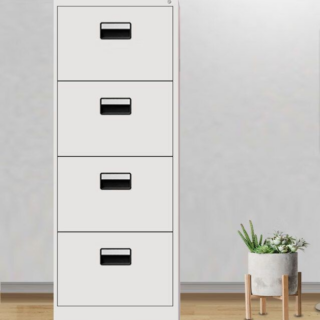 An Office Vertical 4-Drawer Steel Storage Cabinet, featuring a durable steel frame and spacious drawers, designed for efficient storage in professional workspaces.