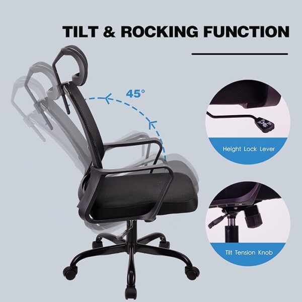 Ergonomic High Back Mesh Office Chair with adjustable features, breathable mesh backrest, and padded seat for superior comfort and support.