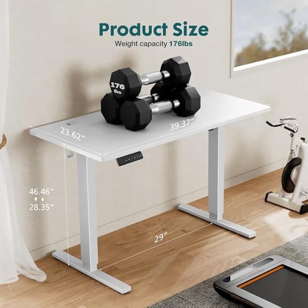 "Electric standing desk height adjustable with ergonomic design and smooth motor for effortless height transitions."