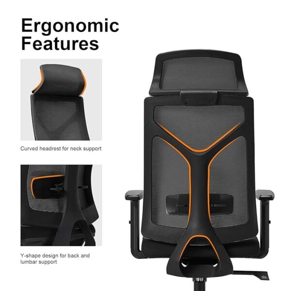 Ergonomic Modern Desk Chair with adjustable headrest, mesh back, and padded seat for comfort and support during long work hours.