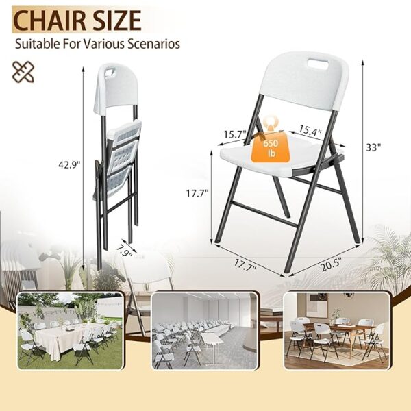 Heavy Duty Patio Foldable Plastic Chair with ergonomic design and weather-resistant plastic.