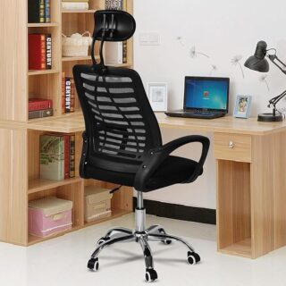 Ergonomic Mesh Headrest Work Chair with adjustable armrests and breathable mesh backrest.