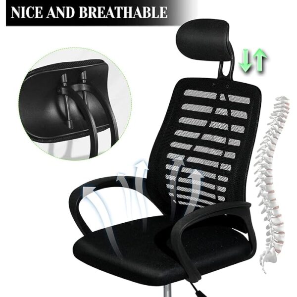 Ergonomic Mesh Headrest Work Chair with adjustable armrests and breathable mesh backrest.