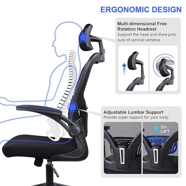 Mesh Office Chair with Adjustable Headrest in a modern office setting.