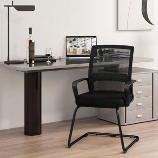 Executive Mesh Mid-Back Reception Office Chair with breathable mesh backrest, adjustable height, and padded seat.