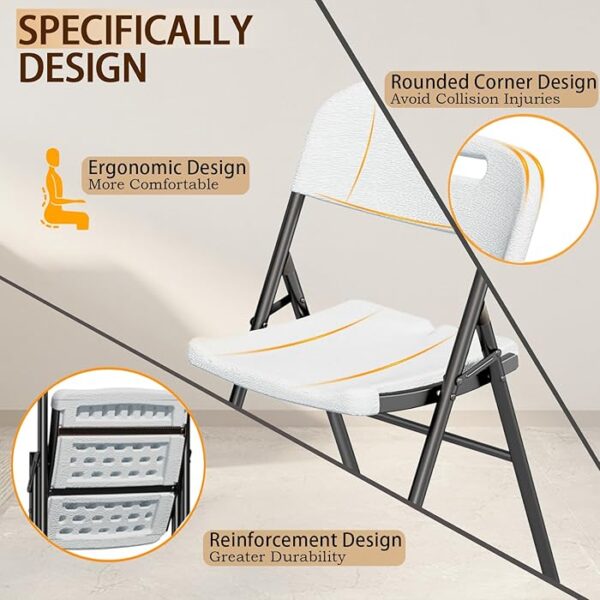 Heavy Duty Patio Foldable Plastic Chair with ergonomic design and weather-resistant plastic.