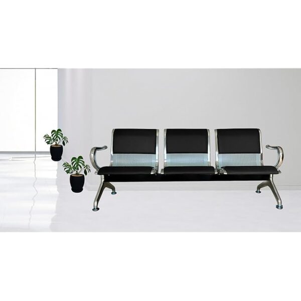 3-Link Padded Office Waiting Bench with durable frame and cushioned seats, designed for comfort and style in office or reception settings.