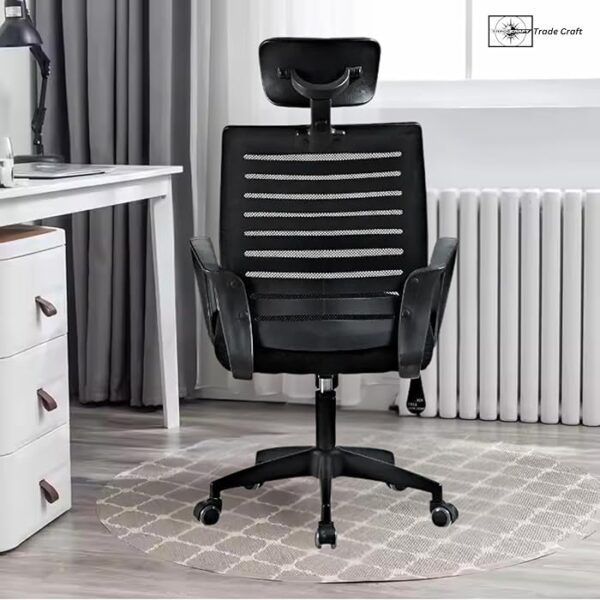 Executive Swivel Adjustable Midback Task Chair with padded seat and armrests, designed for comfort and support.