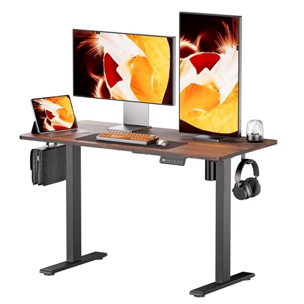 1400mm Electric Home Office Standing Desk with smooth height-adjustment feature, spacious surface, and modern design for enhanced productivity.