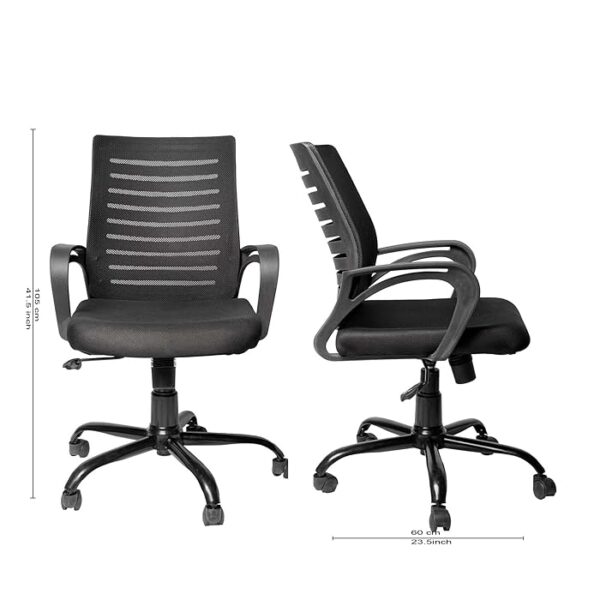 A Mesh Mid Back Ergonomic Home Office Chair featuring adjustable height, armrests, and a breathable mesh back for comfort and support.