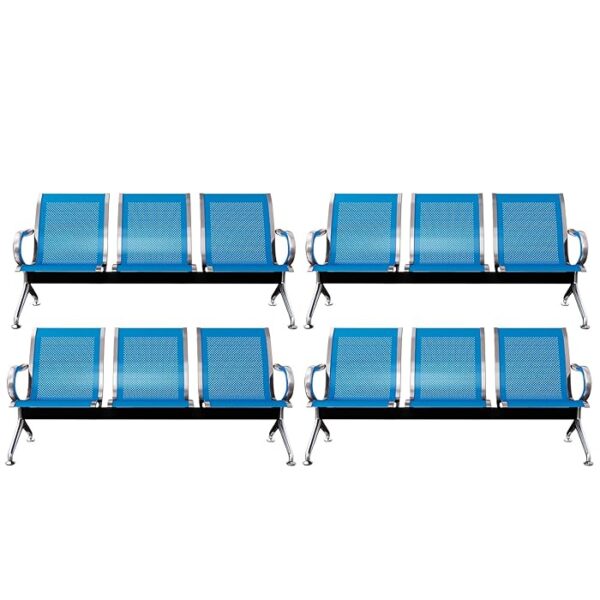 3-Seater Steel Hospital Reception Guest Bench with cushioned seats and durable steel frame, designed for waiting areas and medical offices.