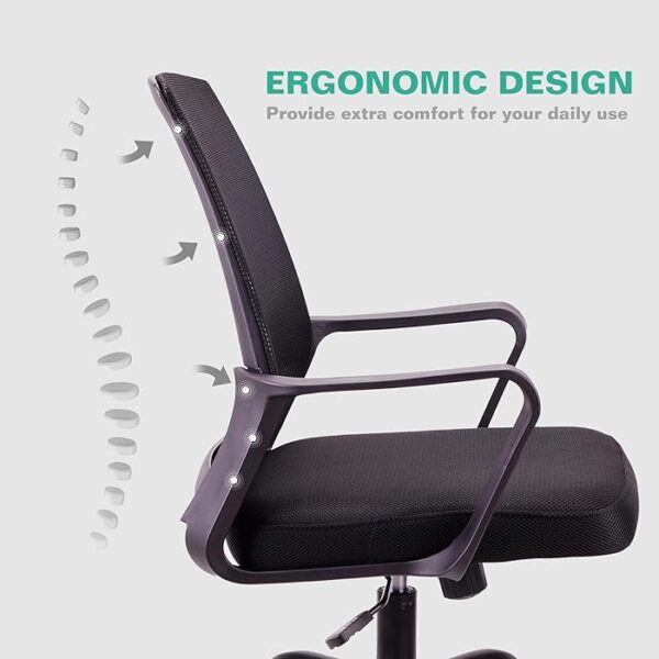 Captain Mesh Office Desk Chair with adjustable height, ergonomic design, and breathable mesh backrest for all-day comfort.