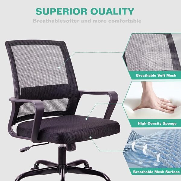 Captain Mesh Office Desk Chair with adjustable height, ergonomic design, and breathable mesh backrest for all-day comfort.