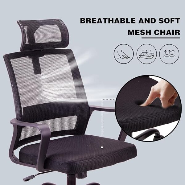 Ergonomic High Back Mesh Office Chair with adjustable features, breathable mesh backrest, and padded seat for superior comfort and support.