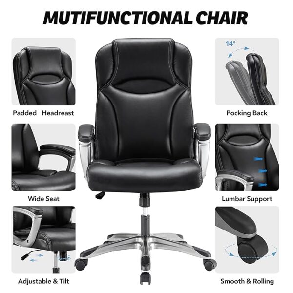 Ergonomic Modern Executive Leather Office Chair with adjustable features and luxurious leather upholstery.