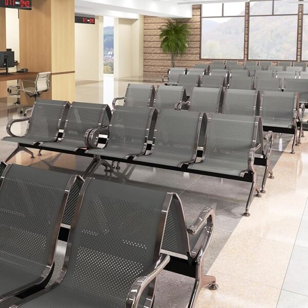 3-Seater Waiting Chair Airport Bench in a modern airport terminal.