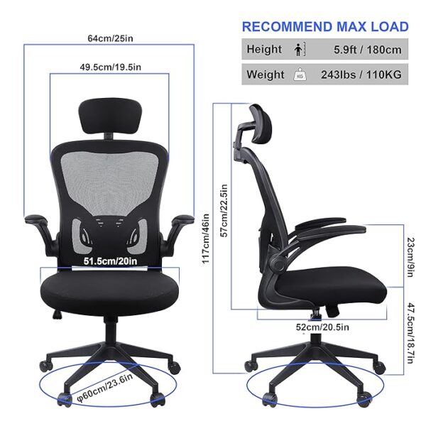 Mesh Office Chair with Adjustable Headrest in a modern office setting.