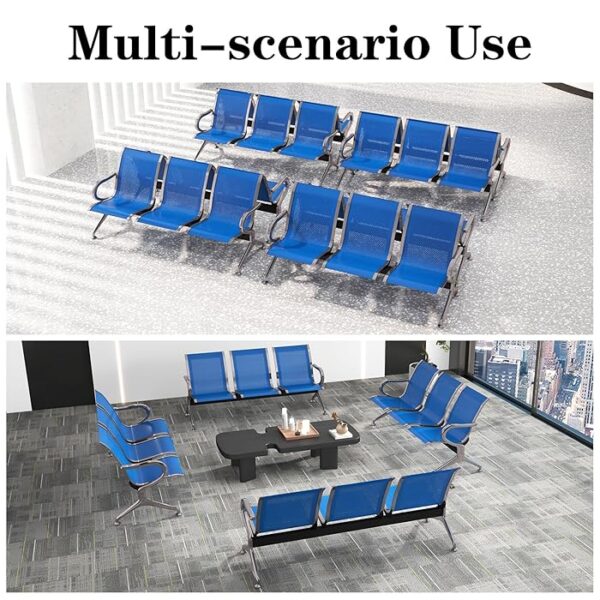 3-Seater Steel Hospital Reception Guest Bench with cushioned seats and durable steel frame, designed for waiting areas and medical offices.