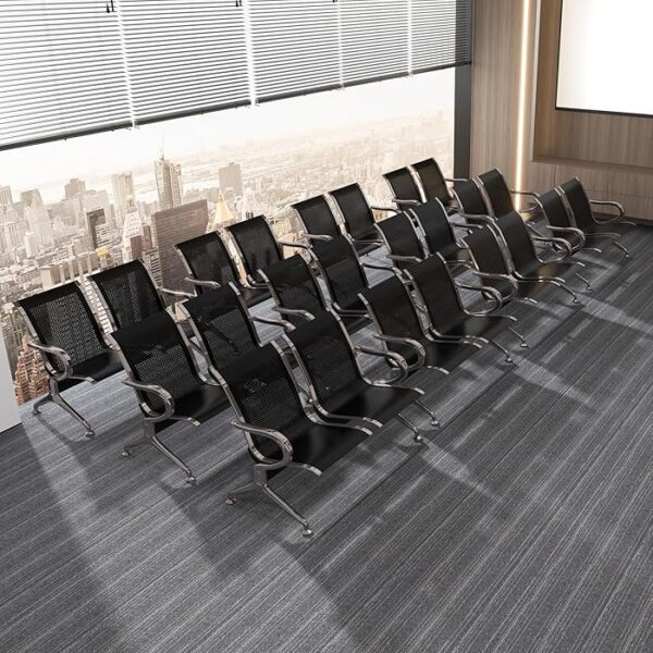 3-Seater Office Guest Reception Waiting Bench with three cushioned seats and a modern, minimalist design.