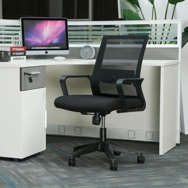 A Captain Mesh Medium Back Office Chair with ergonomic design, breathable mesh, and adjustable features, perfect for an office or home workspace.