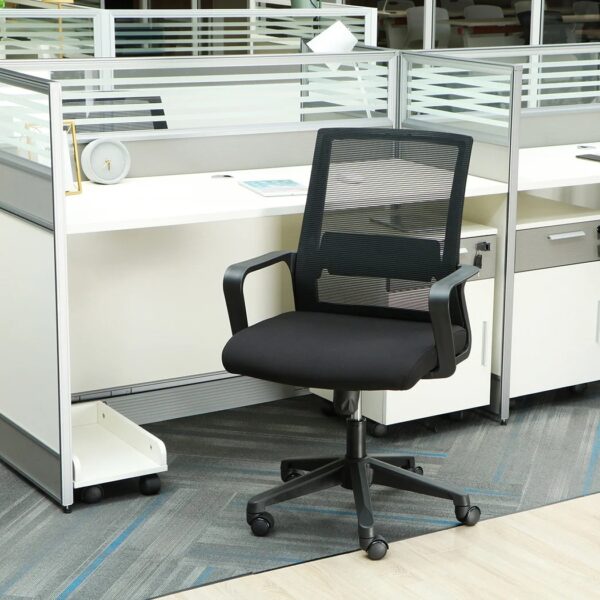 A Captain Mesh Medium Back Office Chair with ergonomic design, breathable mesh, and adjustable features, perfect for an office or home workspace.