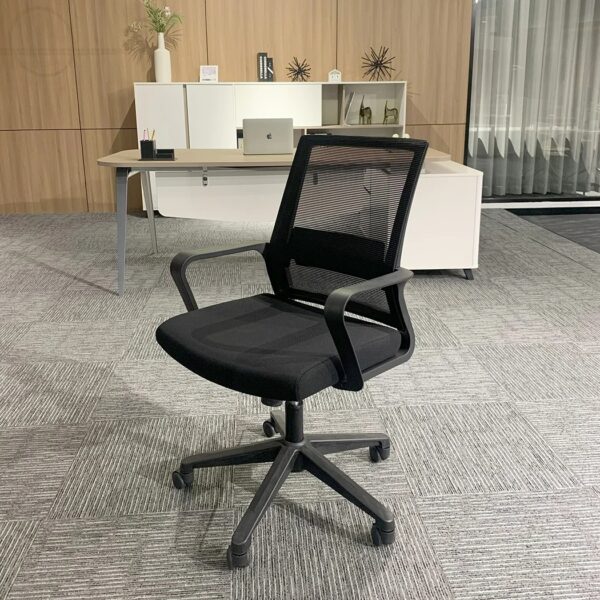 A Captain Mesh Medium Back Office Chair with ergonomic design, breathable mesh, and adjustable features, perfect for an office or home workspace.