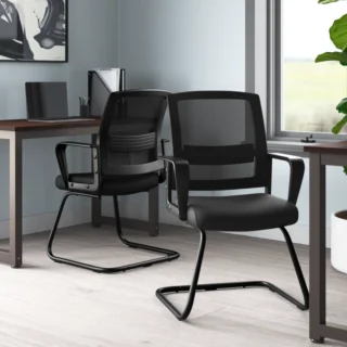 Cantilever Office Mesh Guest Chair with breathable back and ergonomic design.