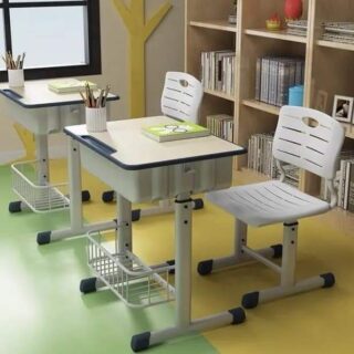 Adjustable Modern Kids Desk & Chair Set with ergonomic design, storage drawer, and vibrant colors for a functional study area.