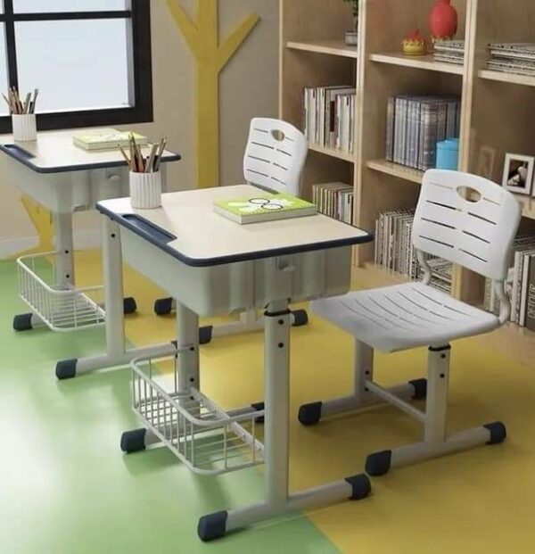 Adjustable Modern Kids Desk & Chair Set with ergonomic design, storage drawer, and vibrant colors for a functional study area.