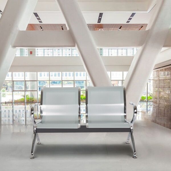 2-Seat Airport Reception Waiting Bench with modern design, sturdy steel frame, and comfortable seating for high-traffic areas.