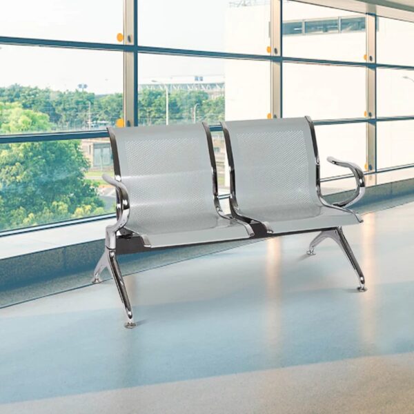 2-Seat Airport Reception Waiting Bench with modern design, sturdy steel frame, and comfortable seating for high-traffic areas.