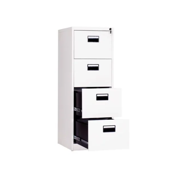 4-Drawer Steel Storage Office Cabinet with secure lock and smooth-gliding drawers, ideal for organizing office supplies and documents.