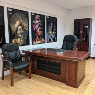 1800mm Mahogany Boss Executive Office Table in a professional office setting.