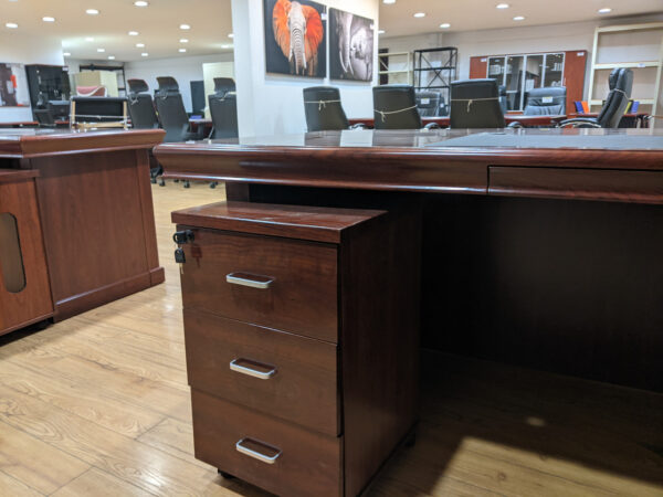 1800mm Mahogany Boss Executive Office Table in a professional office setting.