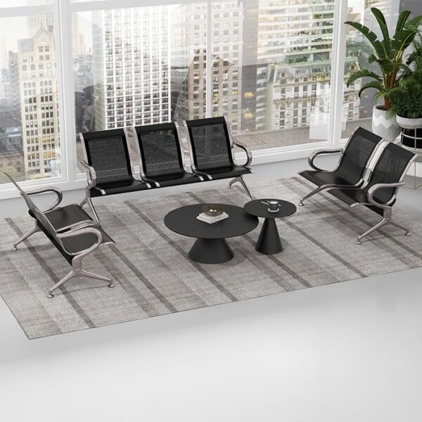 3-Link Metallic Waiting Office Bench in a modern office setting.