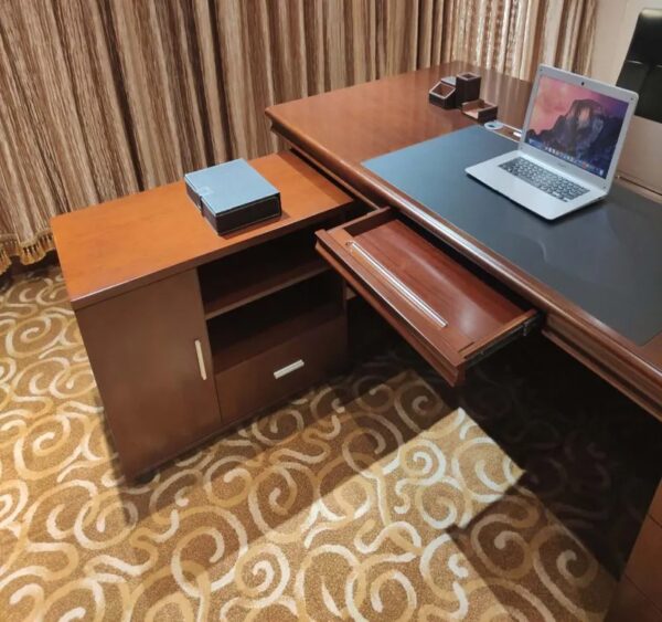 A 1600mm Executive Directors Study Office Desk, featuring a spacious work surface, built-in drawers, and a sleek, professional design.