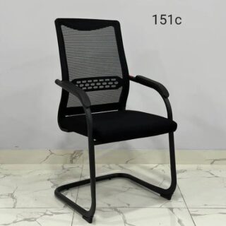 Stylish Black Mesh Visitors Office Chair with breathable back and plush seat.